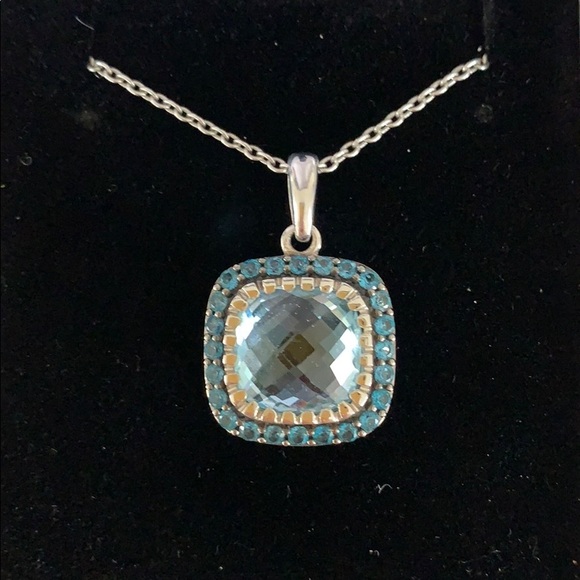 Sterling silver blue stone necklace - Picture 2 of 3